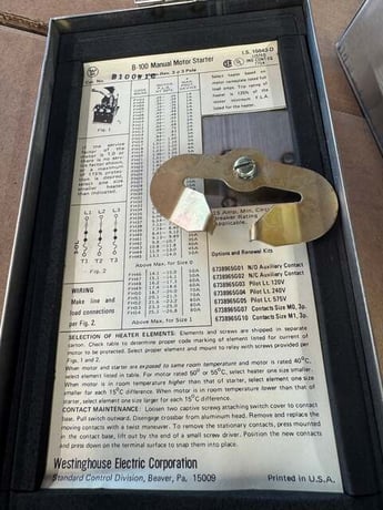 Westinghouse Manual Motor Starter B100WIC 600 VAC - Image 2
