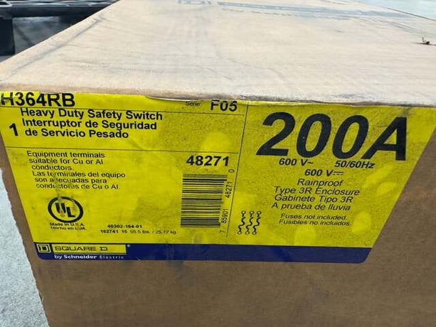 Square D Heavy Duty Safety Switch H364RB 600V AC/DC - Image 3