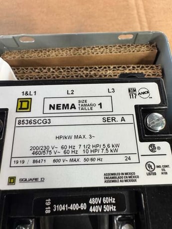 Square D NEMA Size 1 Motor Starter 8536SCG3V06 - Image 4