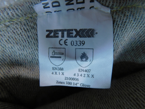 NEW Pair Zetex 100 Flame Resistant Gloves, 14", Texturized Fiberglass, 1000F - Image 3