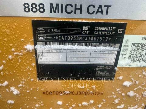 Cat 938M, Wheel Loader, 12037 hours, S/N: J3R07512, 2019 - Image 6