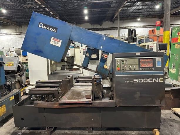 20" x 20" Amada #HFA500, CNC automatic horizontal band saw, 228.9" x 2.13" blade - Image 1
