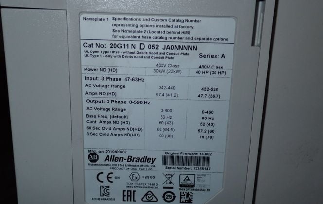 Allen-Bradley #20G11ND052JA0NNNNN, Series A PowerFlex 735 AC Drive, 40 HP, 480 Volts, 2019 - Image 4