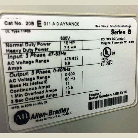 10 HP Allen-Bradley #20BE011A0AYNANCO, powerflex 700 ac variable frequency, 475-632 Volts - Image 4