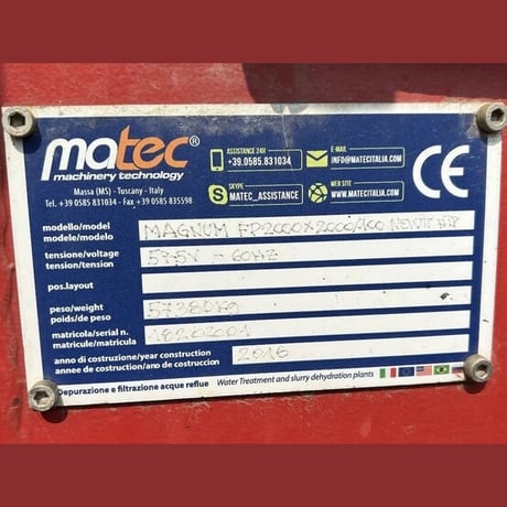 79" Matec #Magnum-FP2000X2000-100, Plate Filter Press, 100 Plates, 2016 - Image 9