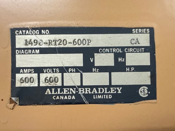 Allen-Bradley #1498-RT20-600P, Motor Control Center, 600 Amps, 600 Volts - Image 5
