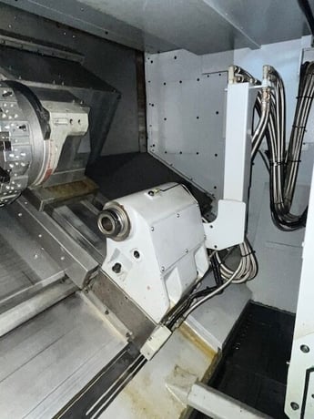 Ganesh #ASL-15LX, CNC lathe, long bed, Fanuc 0iTD, 4.1" bar, 3-jaw 15" powered chuck, chip conveyor, 2020 - Image 7