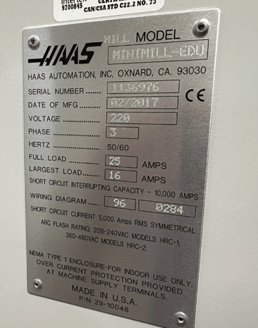 Haas #MINI-MILL-EDU, vertical machining center, 16" X, 12" Y, 10" Z, 7.5 HP, 10 automatic tool changer, 4000 - Image 8