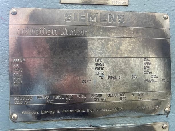 900 HP 1800 RPM Siemens, Frame 5810S, TEFCSB TUBE, 4000 Volts - Image 3