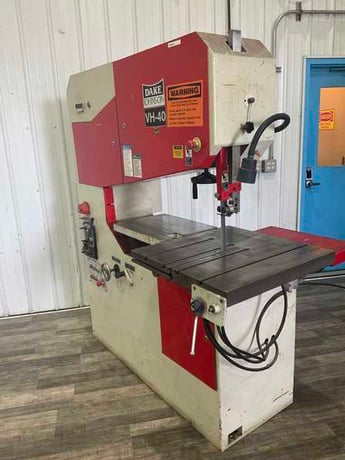 41" x 13" Dake Johnson #VH-40, vertical band saw, table feed, 10" stroke, 3 HP, blade grinder, 1994 - Image 1