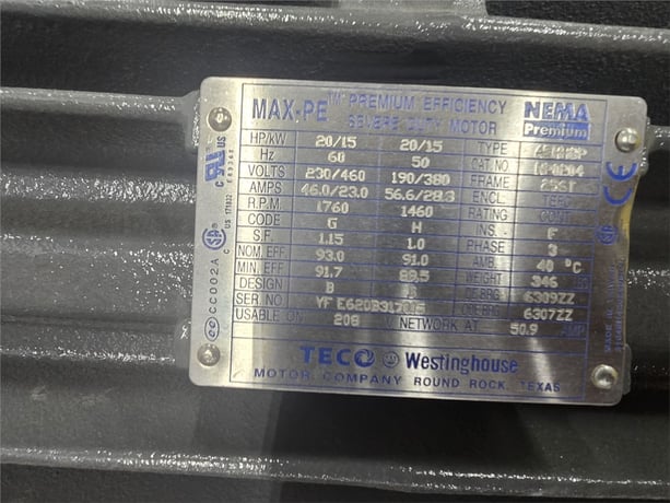 Hycomp #AN12D-B301-BHNVA-20-20T, Oil-Free Air Compressor, 20 HP, 460/3/60, Single-Stage, Air-Cooled, 400-800 - Image 9