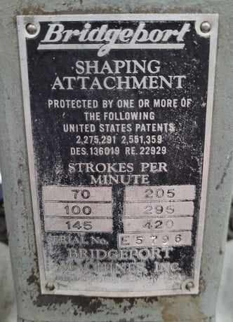 Bridgeport #E, shaping attachment, 4" stroke, 6 speeds, 70-420 SPM, 1/3 HP, 208-230/460 V. (2 available) - Image 7