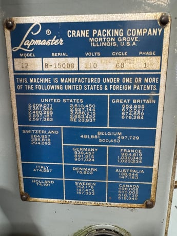 12" Lapmaster #12, single sided, open-face lapping & polishing machine - Image 8