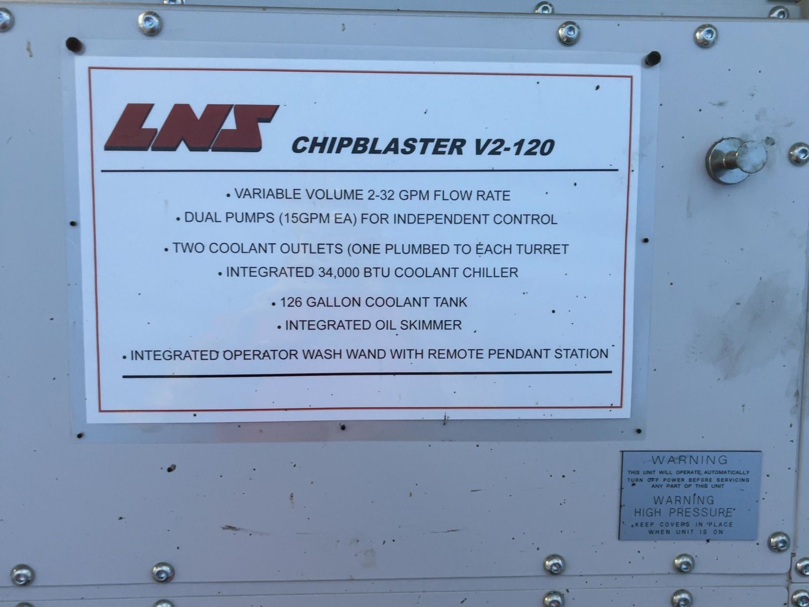 LNS ChipBlaster #V2-120, High Pressure Coolant System, 2023 - Image 4