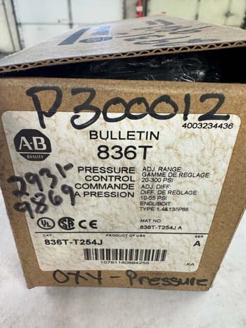 Allen-Bradley #836T-T254J, pressure control switch, 20-300 PSI adjustable range - Image 3