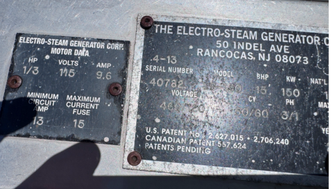 5 HP Electro-Steam, Electric Steam Generator, Stainless Steel, skid mounted w/ process piping & valves - Image 6