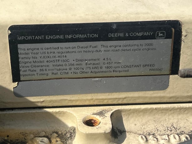 100 HP John Deere #4045TF150, Diesel Engine w/ Radiator Mechanical Fuel System, 4.5 liters, 5000 hours, 2000 - Image 9