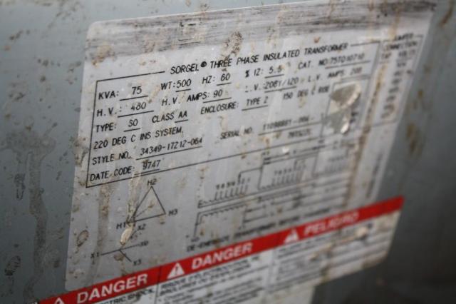 75 Kva 480 Primary, 208/120 Secondary Sorgel, Transformer, 3ph - Image 2