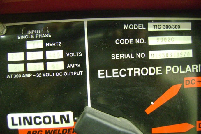 Lincoln Idealarc #TIG-300/300, Tig Welder, w/ leads & cart - Image 5
