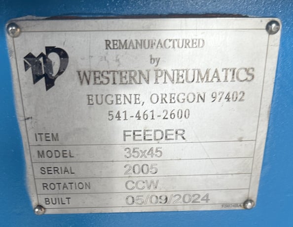 35" x 45" Western Pneumatics #34x45, rotary airlock valve, remanufactured 2024 - Image 4