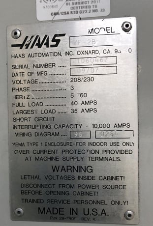 Haas #VF-2B, CNC vertical machining center, 24 automatic tool changer, 30" X, 16" Y, 20" Z, 10000 RPM, #40 - Image 9