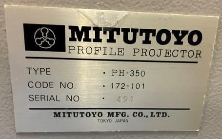 14" Mitutoyo #PH-350H, horizontal bench optical comparator, surface illumination, 5X lens - Image 6