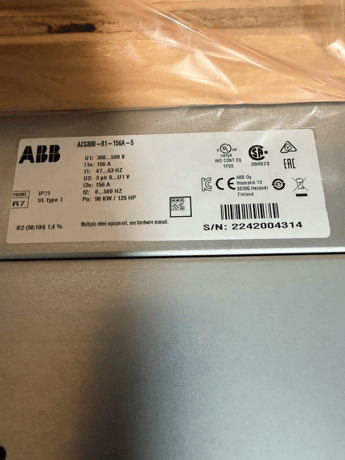 125 HP ABB, ACS880-01-156A-5, Variable Frequency Drive (VFD), 480 Volts, New Surplus, Factory Tested - Image 2