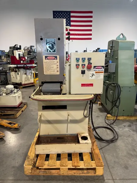 9" Timesavers #960-1MW, wet abrasive metal belt sander, 3" sanding opening, 60" belt, 10-30 FPM, 5 HP - Image 1