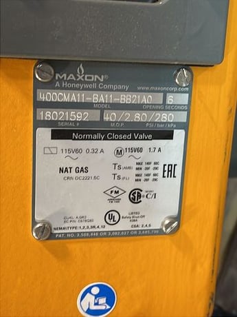 Maxon #400CMA11-BA11-BB21A0, shut-off natural gas valve - Image 3