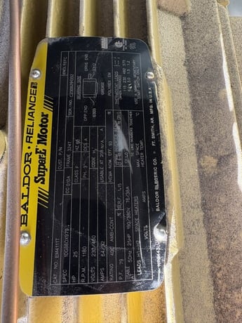 25 HP 1180 RPM Baldor #EM4111T, Frame 324T, TEFC, 230/460 Volts, 3ph, new - Image 2