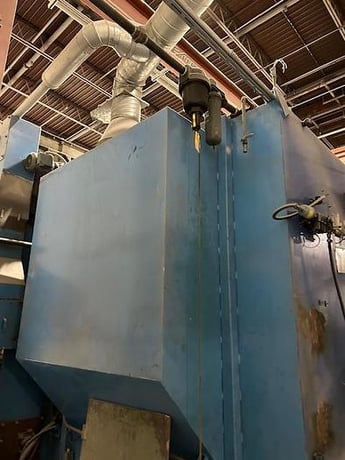 168" wide x 108" high x 180" long BCP, Abrasive Blast Room, 1 nozzle, 20 HP, Clemco 6 cu.ft. blast pot, dust - Image 6