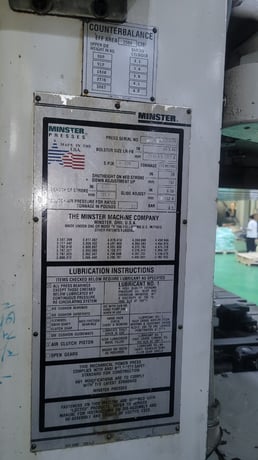 272 Metric Ton, Minster #E2-300-29078, 4" stroke, 30" Shut Height, 200 SPM - Image 2