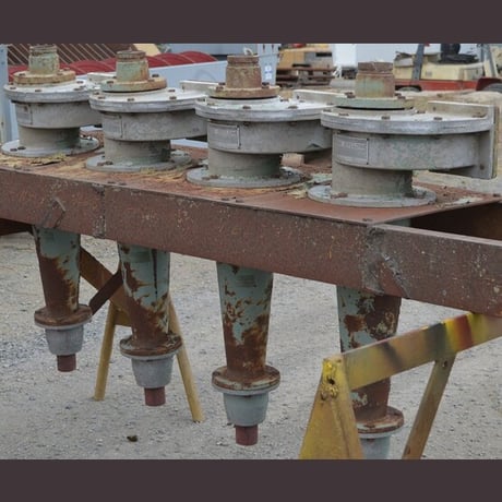 Krebs #D6B-12, 4-Bank Cyclones, 3" top opening, 15" x 8" vortex, 28" cone, on common frame - Image 1
