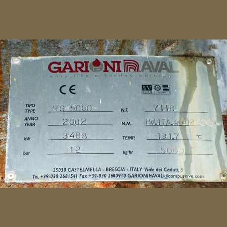300 HP Garioni #NG5000, Firetube Boiler, 11,000 PPH, 180 PSI, 2-pass dry back, #2 fuel oil fired - Image 3