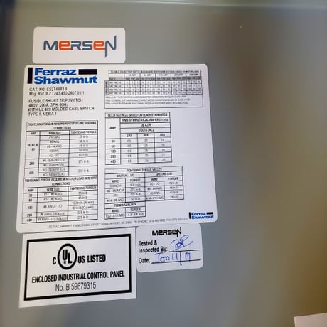200 Amp. Mersen #ES2T48R1B, Fusible Disconnect Switch, 600 VAC - Image 9