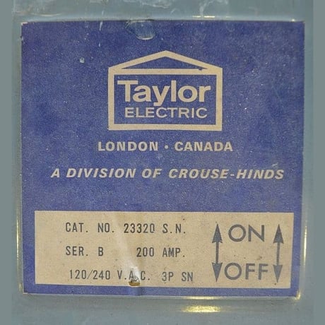 200 Amp. Taylor Electric, Disconnect Switch, 240 Volts, single phase (2 available) - Image 2