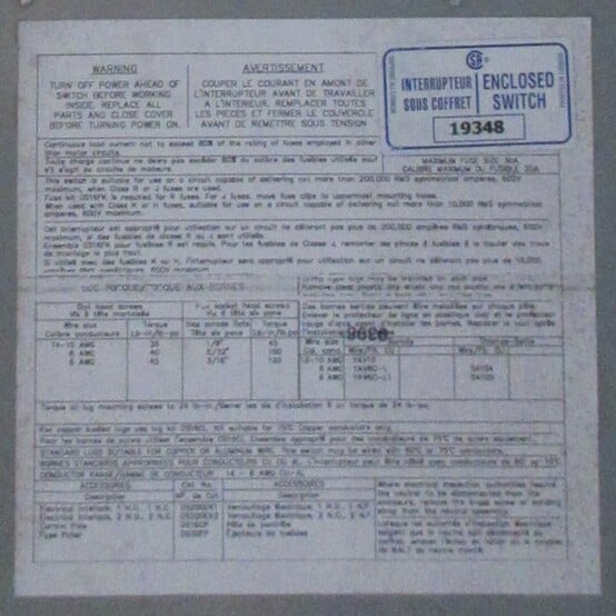 30 Amp. Eaton #1HD361N, Fusible Disconnect Switch, 600 VAC - Image 5