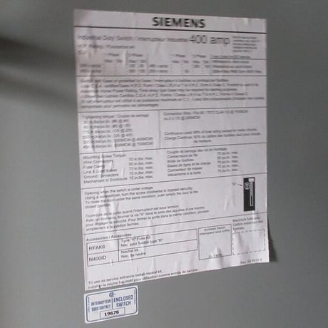 400 Amp. Siemens, Fusible Disconnect Switch, 600 Volts (2 available) - Image 8