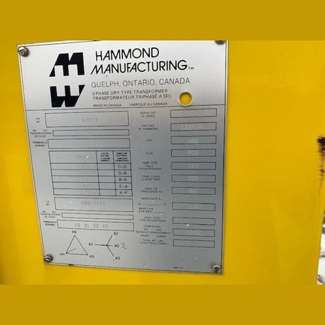 300 KVA 4160 Primary, 600/347 Secondary, Hammond, Substation Transformer (3 available) - Image 3