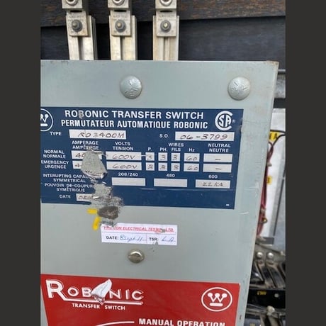 400 Amp. Westinghouse #R03400M, automatic transfer switch, 600 Volts, 3 phase (2 available) - Image 6