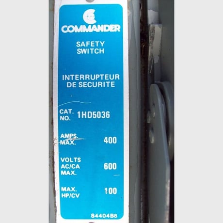 400 Amp. Commander, Fusible Disconnect Switch - Image 2