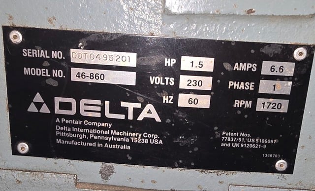 16" x 40" Delta #46-860, Woodworking Lathe, 1.5 HP, 1720 RPM, 230 Volts, 1PH, 1995 - Image 9