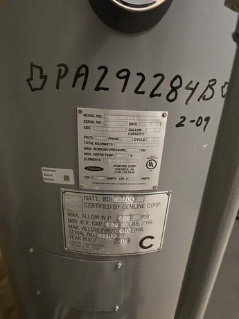 150 kW Cemline Stonesteel #V500EH150C3-RL, electric water heater, 500 gallon, 480 V., 3 phase, ASME - Image 2