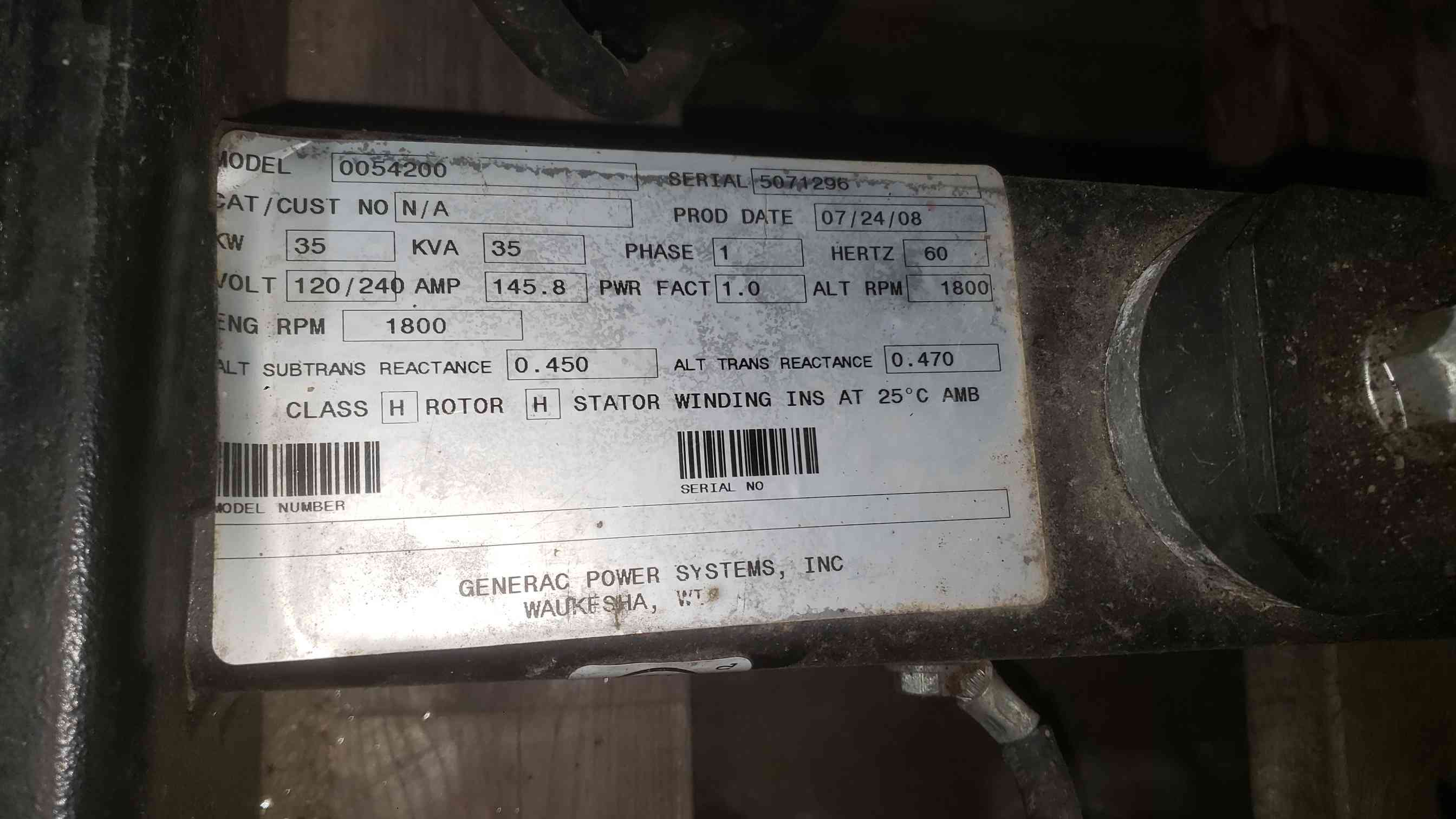 35 KW Generac #0054200, Quiet Source, natural gas/LP generator, 120/240 Volts, 1 phase, AS IS - Image 9