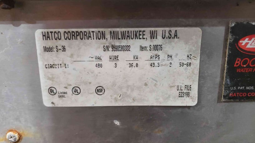 36 kW Hatco #S-36, electric booster water heater, 16 gallon, 480 V., 3 phase - Image 7