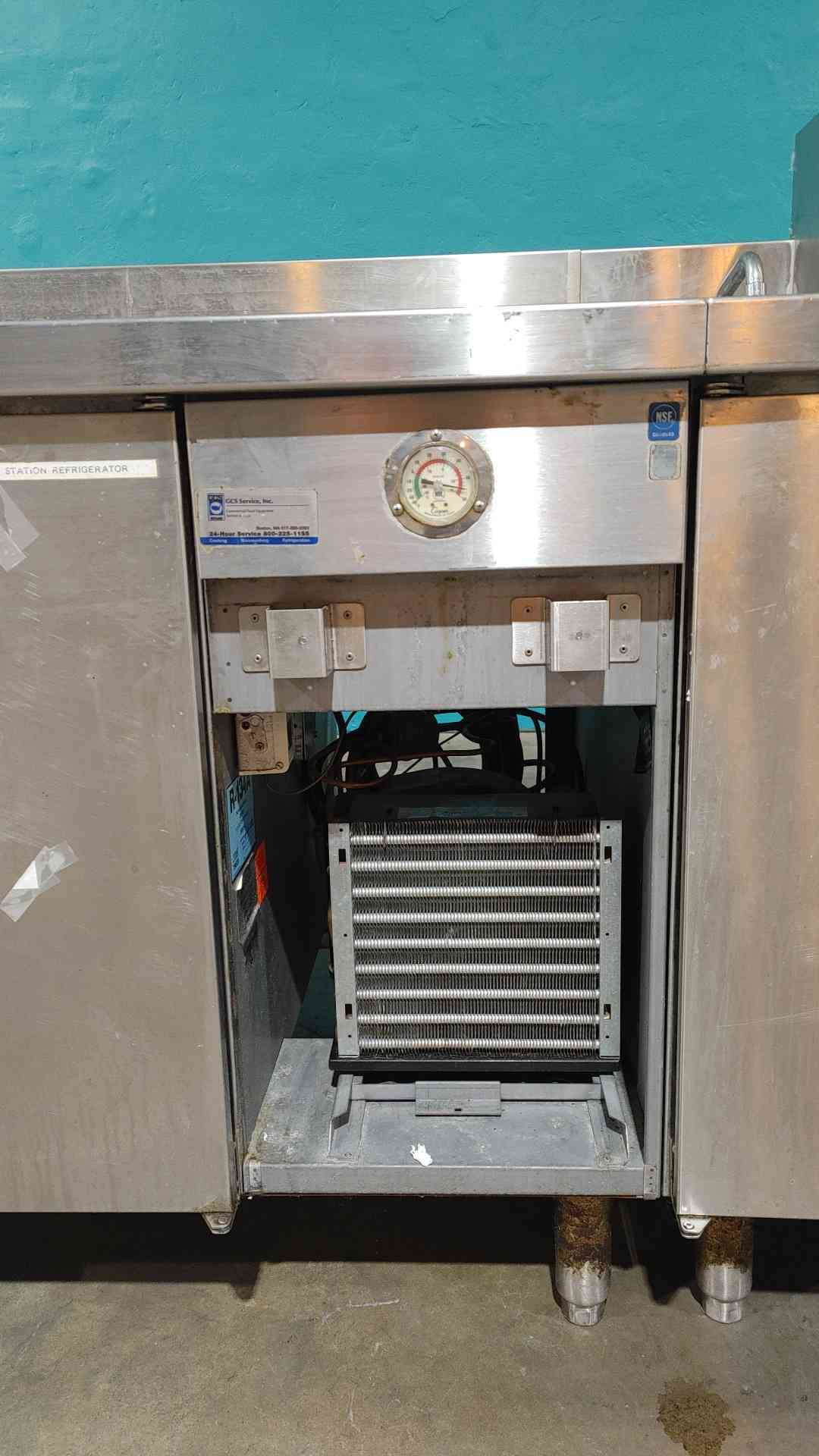 Craig #LB-4-33-SC, stainless steel cafeteria prep dual sink, commercial refrigerator/freezer - Image 2
