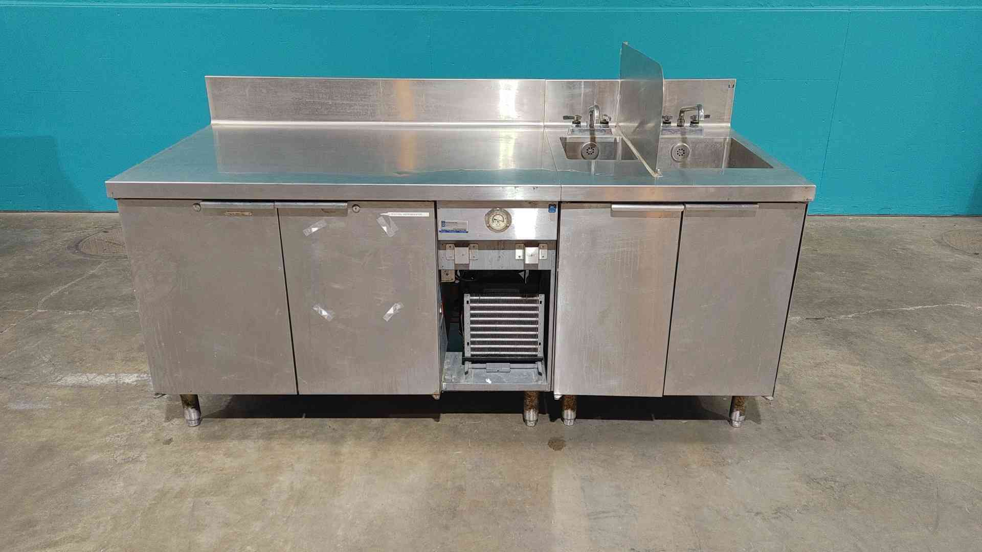 Craig #LB-4-33-SC, stainless steel cafeteria prep dual sink, commercial refrigerator/freezer - Image 6