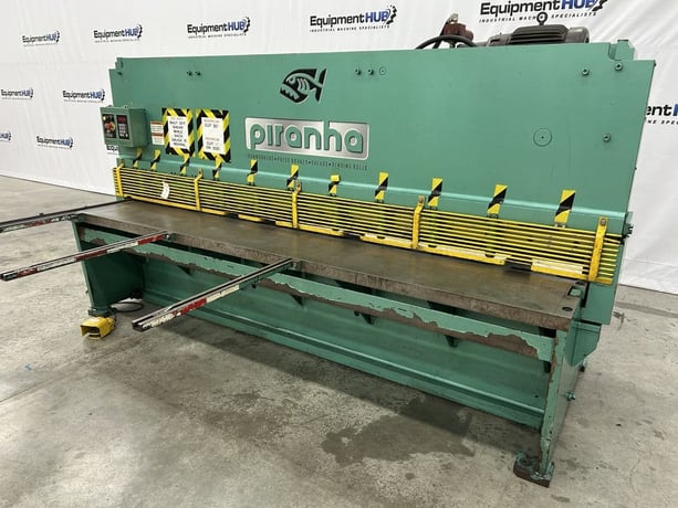 1/4" x 10' Piranha #M1/4-10, hydraulic shear, 39" front operated back gauge, 10 hold downs, (2) front arm - Image 2