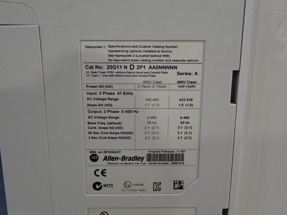 1 HP Allen-Bradley #20G11ND2P1AA0NNNNN, powerflex 755 series a variable fre, 2015 - Image 4