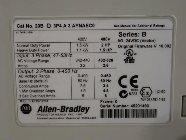2 HP Allen-Bradley #20BD3P4A3AYNAEC0, powerflex 700 series b variable fre, 2015 - Image 4